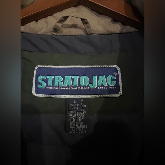 Strato Jac dark green long trench style down and feather filled coat size large+ - Picture 4 of 15